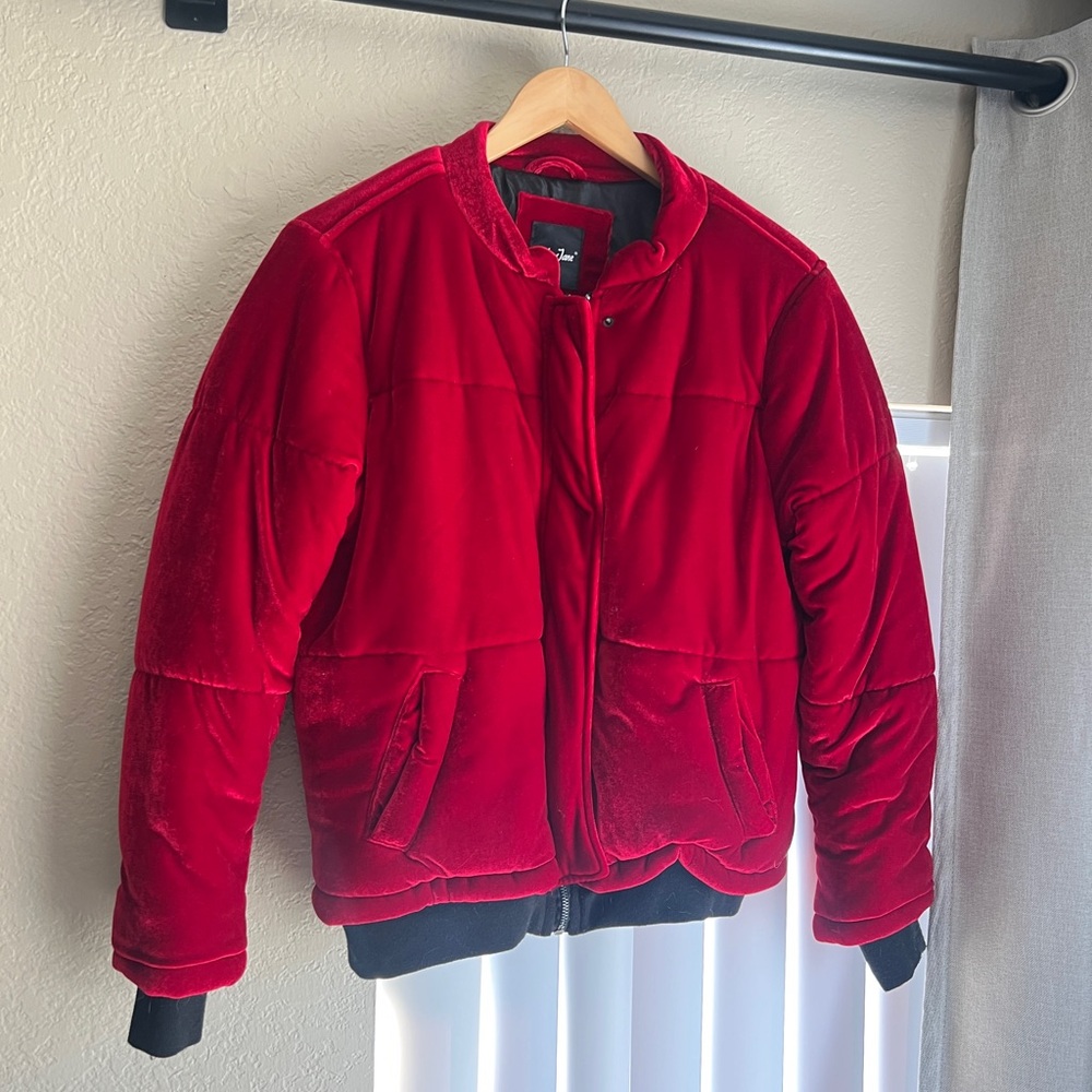 Me Jane Red Velvet Puffer Jacket